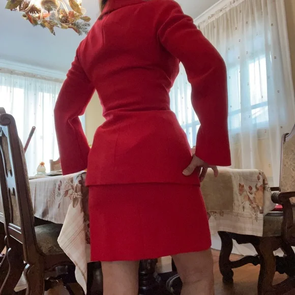 DOLCE & GABBANA RED 100% WOOL Blazer and skirt.
